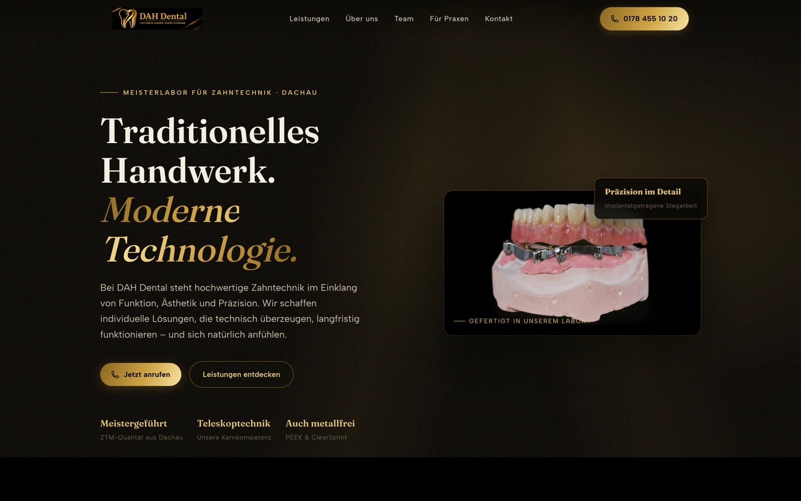 Concept website for a dental laboratory in Dachau, built by GG Digital